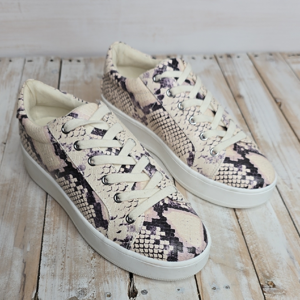 Steve Madden Shoes Womens 8.5 M Bertie Platform Sneakers Multicolor Snakeskin